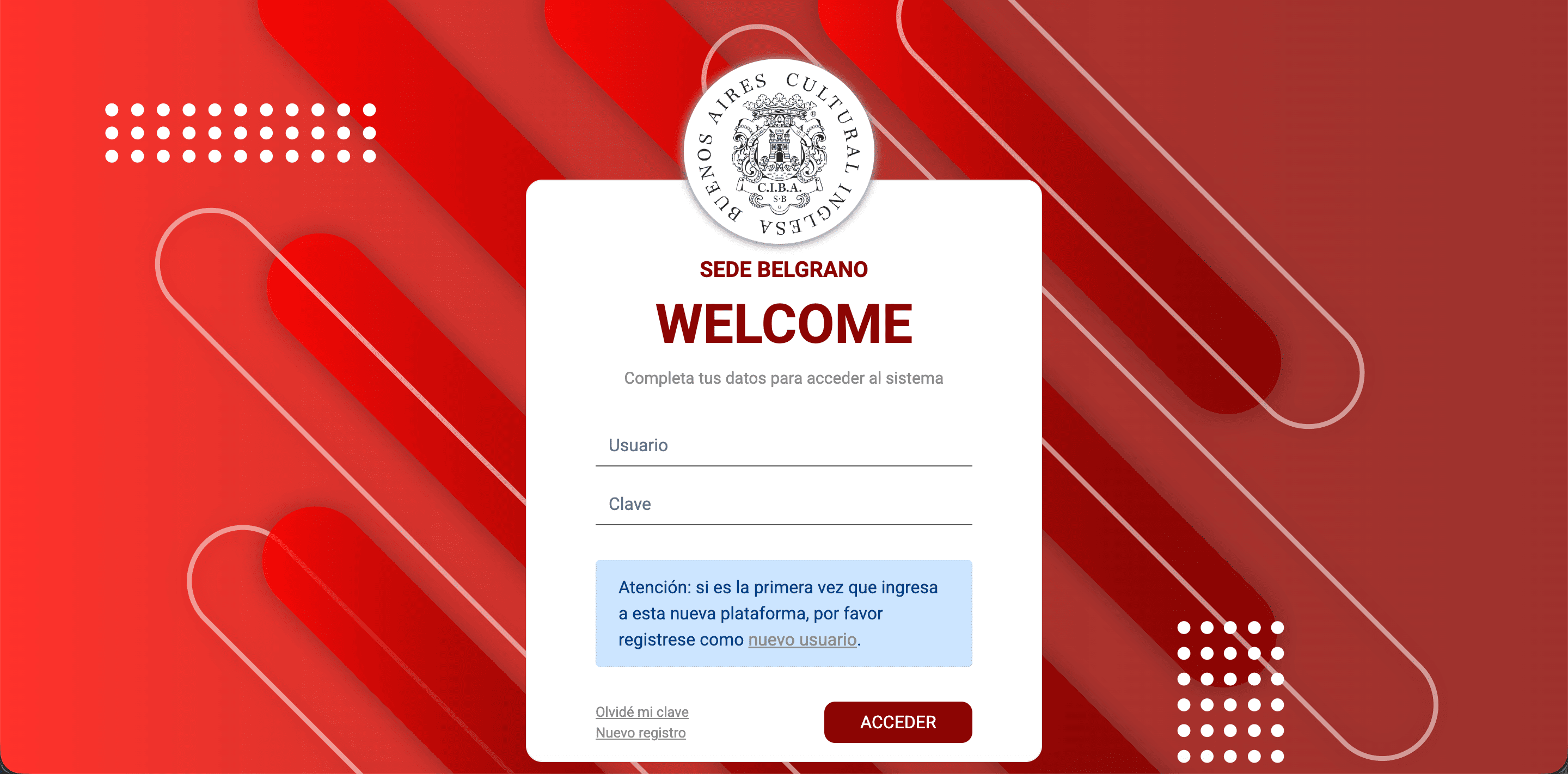 Sistema de login - Sede Belgrano